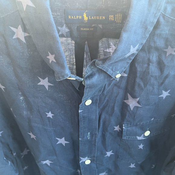 Polo Ralph Lauren Linen Shirt Blue Americana Star (Big & Tall) XXL - Picture 5 of 6